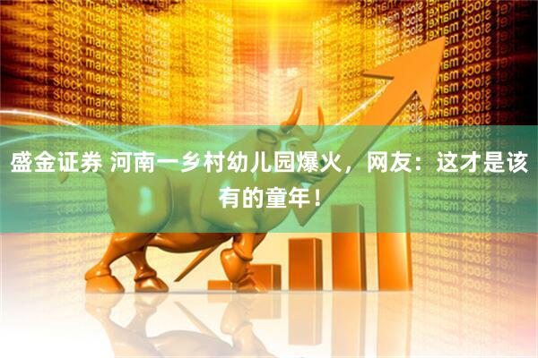 盛金证券 河南一乡村幼儿园爆火，网友：这才是该有的童年！