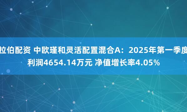 拉伯配资 中欧瑾和灵活配置混合A：2025年第一季度利润4654.14万元 净值增长率4.05%