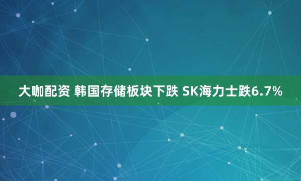 大咖配资 韩国存储板块下跌 SK海力士跌6.7%